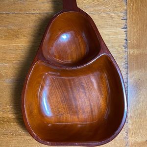 Vintage Wooden Pear Shaped Chip/Dip Serving Bowl.
